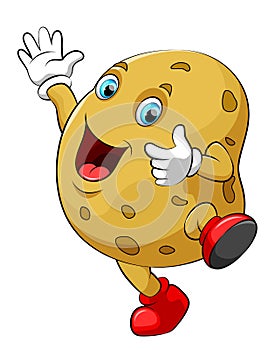 Happy potato cartoon character