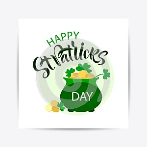 Illustration of Happy Saint Patrick`s Day logotype photo