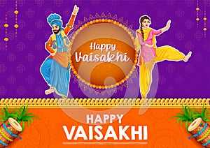 Happy Vaisakhi Punjabi spring harvest festival of Sikh celebration background photo