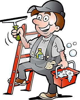 Illustration of an Happy Window Cleaner photo