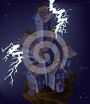 Illustration of haunted house