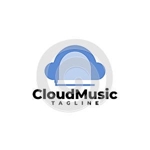 Illustration of a headphone forming a cloud. good for music share platform or any business related to music