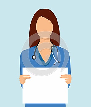 Illustration health worker keeps a clean sheet