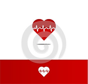 Heart beat mark logo template