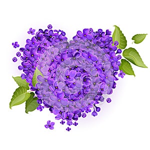 Illustration of a heart filled with lilac flowers