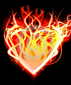 The illustration heart on fire