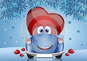Illustration of heart in funny car