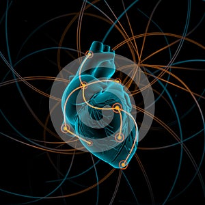 Illustration of heart with impulses