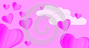 Illustration heart pink background. Greeting card for valentine`s day