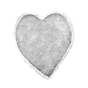 Illustration of heart shape drawn with gray colored chalk pastels