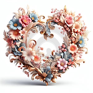 illustration of a heart shaped floral wreath for a special occasion