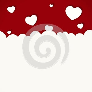 Illustration, hearts and creative symbol on cloud or love, care and background for date. Shape, romance and icons for