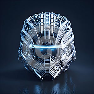 illustration of helmet Robocop cyberpunk android. Robot futuristic soldier. generative AI