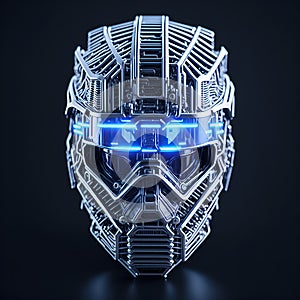 illustration of helmet Robocop cyberpunk android. Robot futuristic soldier. generative AI