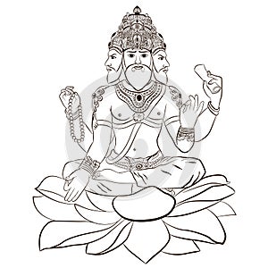 Illustration of Hindu God Brahma photo