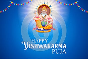 Hindu God Vishwakarma, an architect, and divine engineer of universe building the World photo