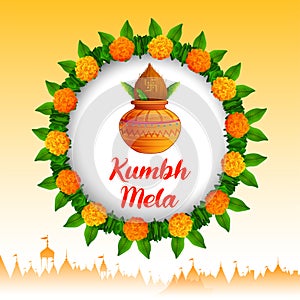 holy kalash of India for grand festival and Hindi text Kumbh Mela photo