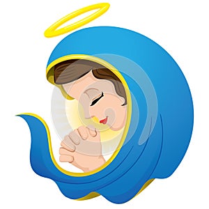 Illustration of Holy Virgin Mary praying, philosophy religion. Ideal for institutional