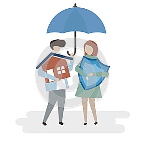 Illustration of home insurance protection