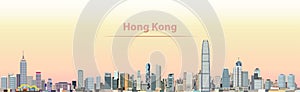 Vector illustration of Hong Kong city skyline at sunrise photo