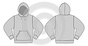 Illustration of hoodie hooded sweatshirt / Gray color