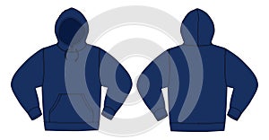 Illustration of hoodie hooded sweatshirt / Navy blue color