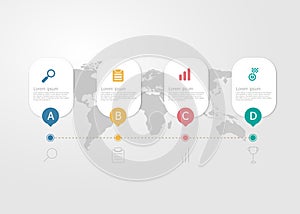 Horizontal timeline infographics 4 steps