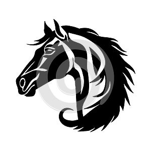 Illustration of horse head in drawing stencil style.