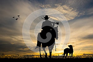 Illustration of horse hunters