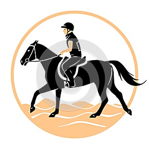 Illustration with a horse and rider performing at endurance race