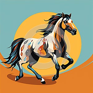 an illustration of a horse running in the desert