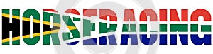 Illustration of Horseracing logo with South African flag overlaid on text