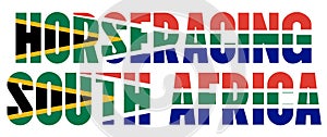 Illustration of Horseracing South Africa logo with South African flag overlaid on text