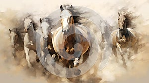 Illustration of horses running