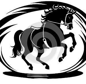 Illustration of Horses Running Freely in Silhouette.