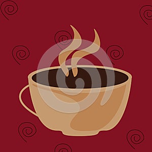 An illustration of a hot cup of coffee