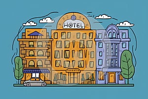 Illustration of hotel deal and accommodation choices for travelers