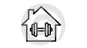 Illustration of a House or Building with a Dumbbell.