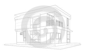 Illustration of house design in perspective
