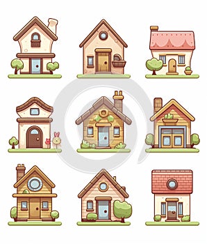 illustration of house icon set