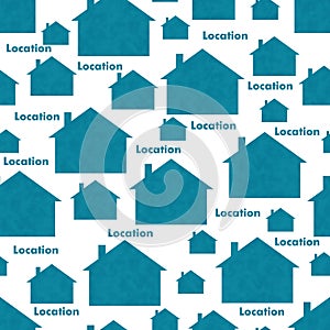Illustration house with word location background that repeats and seamless