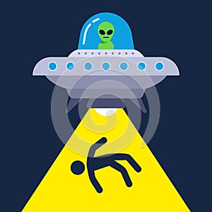 Illustration of human abduction by aliens.