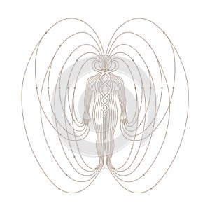 Illustration of human body magnetic energy field