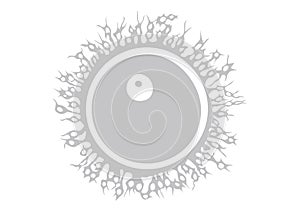 Illustration of human egg silhouette.