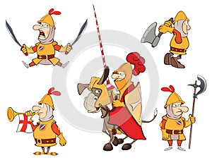 Illustration of humor cartoon knights