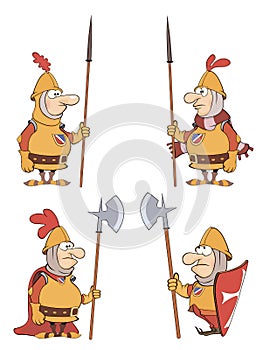 Illustration of humor cartoon knights set