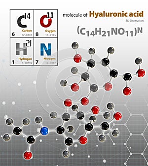 Illustration of Hyaluronic acid Molecule isolated grey background