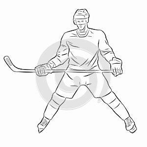 Illustration ice hockey player, vector draw