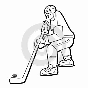 Illustration of ice hockey player, vector drawing