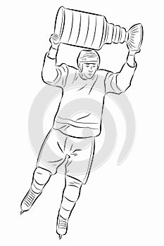 illustration ice hockey player, vector drawing